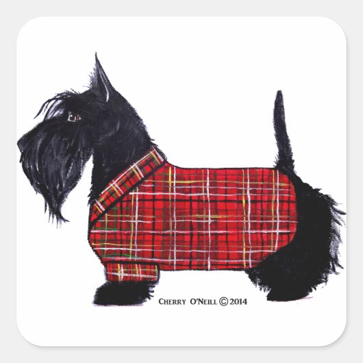 Scottie Holiday Jacket Vierkante Sticker (Voorkant)