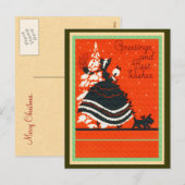  Scottie hond en dame Feestdagenkaart (Voorkant / Achterkant)