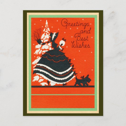  Scottie hond en dame Feestdagenkaart (Voorkant)