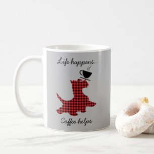 Scottie Hond Leven Gebeurt Koffie Helpt Grappige M Koffiemok