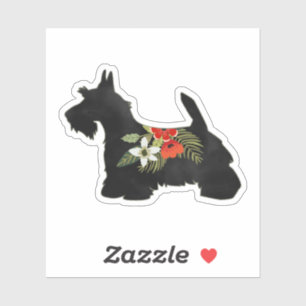 Scottie Hondenras Boho Floral Silhouette Sticker
