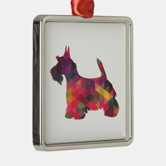 Scottie Hondenras Geo Silhouette Multi Metalen Ornament (Rechts)