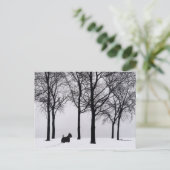 Scottie in besneeuwde bossen briefkaart (Staand voorkant)