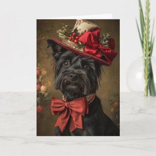 Scottie Kerstkaart Elegante Victoriaanse Hond Feestdagen Kaart