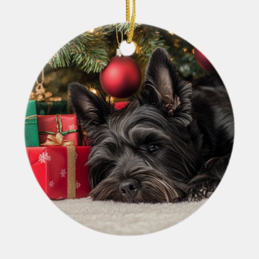 Scottie Kerstmis Keramisch Ornament (Voorkant)