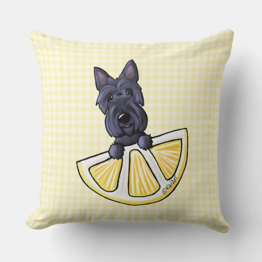 Scottie Lemon Cream Gingham Sierkussen (Voorkant)