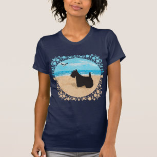 Scottie op het strand met meeuw t-shirt