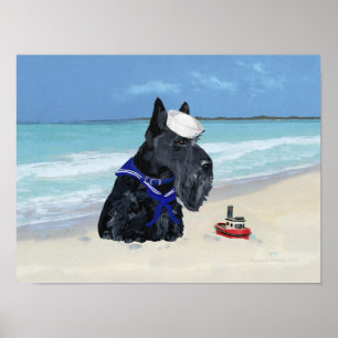 Scottie op het strand poster