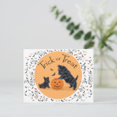 SCOTTIE Pap en Pup Halloween Briefkaart (Staand voorkant)