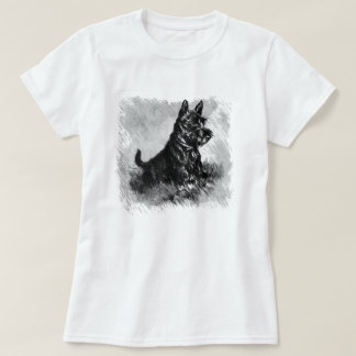 Scottie Puppy Charcoal Style Print T-shirt