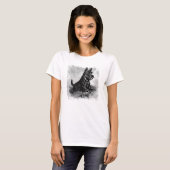 Scottie Puppy Charcoal Style Print T-shirt (Voorkant volledig)