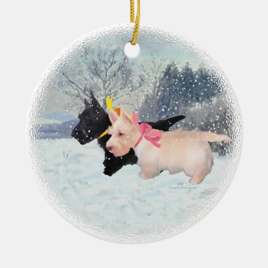 Scottie Pups Keramisch Ornament (Voorkant)