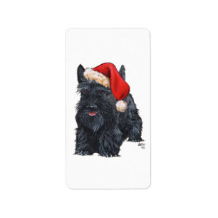 Scottie Santa Stickers. Etiket