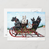 Scottie Sleigh Ride Feestdagenkaart (Voorkant / Achterkant)
