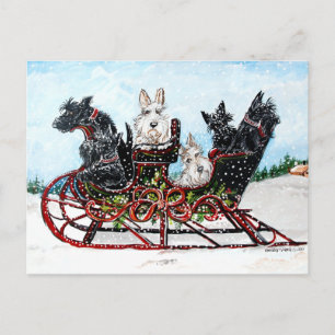 Scottie Sleigh Ride Feestdagenkaart