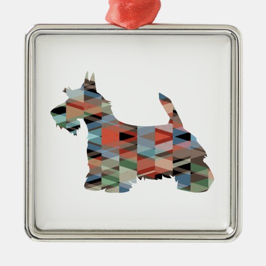 Scottie Terrier Geometric Pattern Silhouette Pset Metalen Ornament (Voorkant)