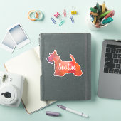 Scottie Terrier Geometric Pattern SilhouetteOrange Sticker (iPad Cover)