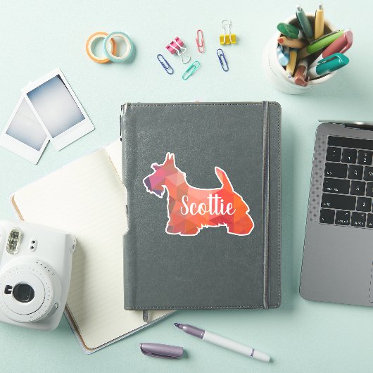 Scottie Terrier Geometric Pattern SilhouetteOrange Sticker (iPad Cover)