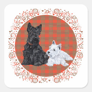 Scottie Volwassene & Westie Puppy Vierkante Sticker