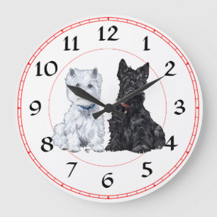 Scottie & Westie Clock Grote Klok