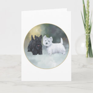 Scottie Westie Wintertijd Feestdagen Kaart