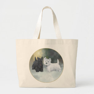 Scottie Westie Wintertijd Grote Tote Bag