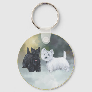 Scottie Westie Wintertijd Sleutelhanger