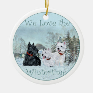 Scottie & Westies Winter Versiering Keramisch Ornament