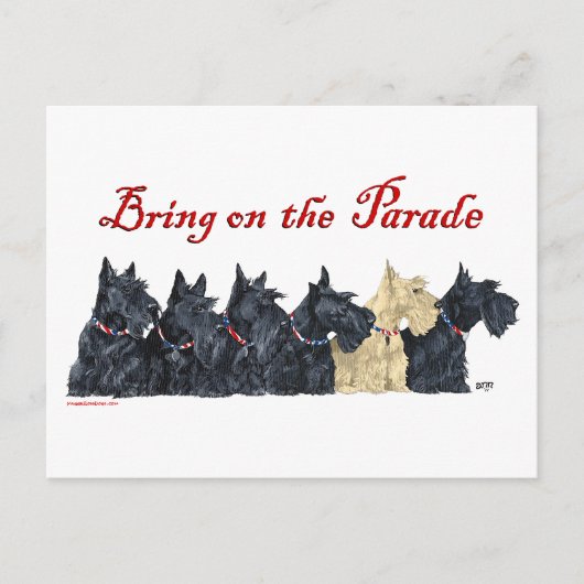 Scotties Allemaal op een Rij Briefkaart (Voorkant)