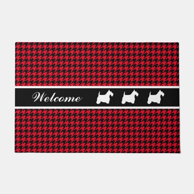 Scotties en Houndstooth Personaliseren Deurmat (Voorkant)