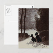 Scotties op Surreal Winter Night Briefkaart (Voorkant / Achterkant)