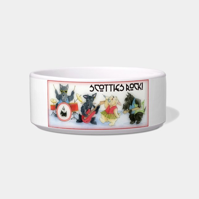 Scotties Rock Ceramic Dog Bowl Voerbakje (Voorkant)