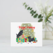 Scotties Sorteren op kerstcadeautjes Feestdagenkaart (Staand voorkant)