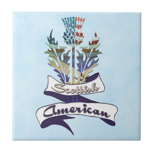Scottish American Thistle Flags Tile Tegeltje (Voorkant)
