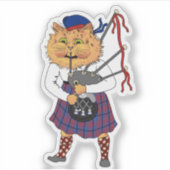 Scottish Bagpipe Palling Cat Window Cling Sticker (Voorkant)