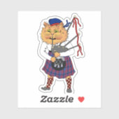 Scottish Bagpipe Palling Cat Window Cling Sticker (Vel)