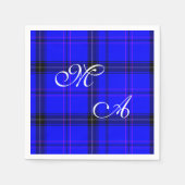 Scottish Blue Tartan verbinding met monogram Servetten (Voorkant)