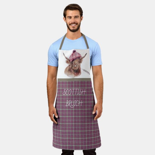 Scottish Bruich (Cook) Pink and Brown Plaid Schort (Gedragen)
