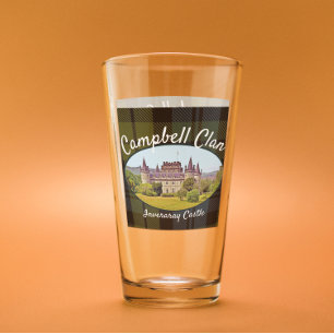 Scottish Campbell Clan Castle Tartan Family Glass Glas