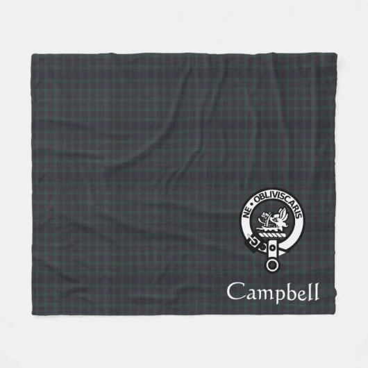Scottish Campbell Crest Badge & Tartan Fleece Deken (Voorkant (Horizontaal))