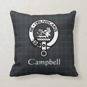 Scottish Campbell Crest Badge & Tartan Kussen
