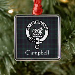 Scottish Campbell Crest Badge & Tartan Metalen Ornament