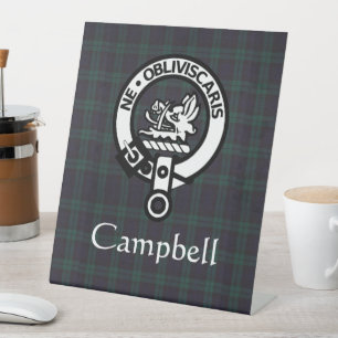 Scottish Campbell Crest Badge & Tartan Reclamebord Met Voetstuk