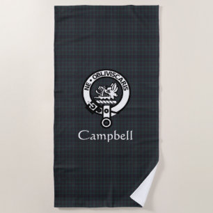 Scottish Campbell Crest Badge & Tartan Strandlaken