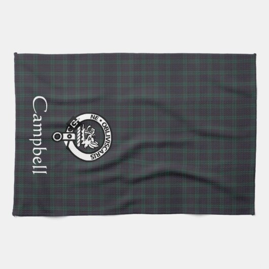 Scottish Campbell Crest Badge & Tartan Theedoek (Horizontaal)