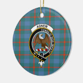 Scottish Clan Agnew Ancient Tartan en Crest Keramisch Ornament (Links)