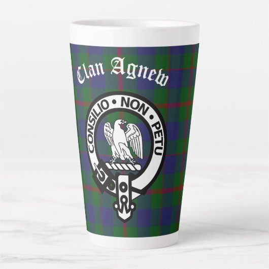 Scottish Clan Agnew Crest & Tartan Latte Mok (Voorkant)