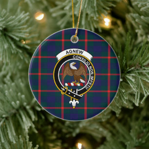 Scottish Clan Agnew Tartan en Crest Keramisch Ornament
