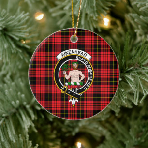 Scottish Clan Aikenhead Tartan en Crest Keramisch Ornament