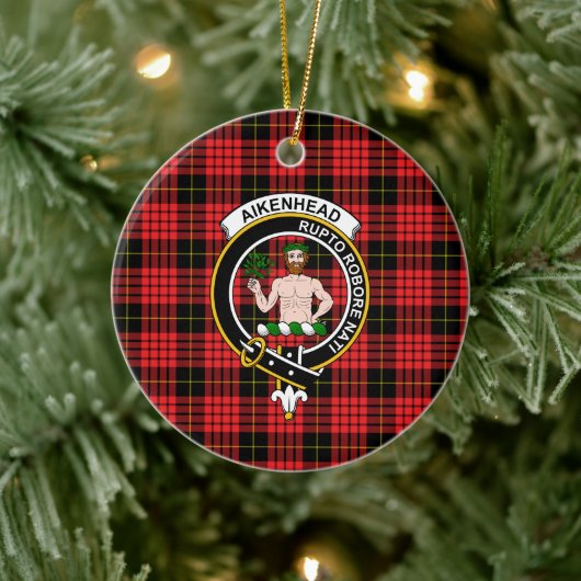 Scottish Clan Aikenhead Tartan en Crest Keramisch Ornament (Boom)